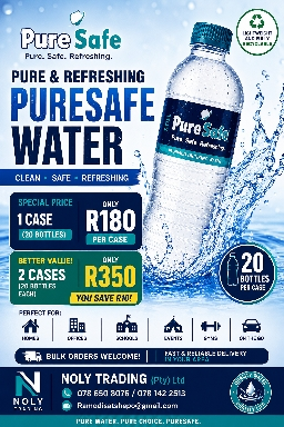 PureSafe Water special — R180 per case of 20 bottles