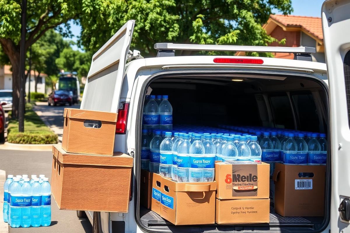 NOLY TRADING delivery van loaded with bottled water